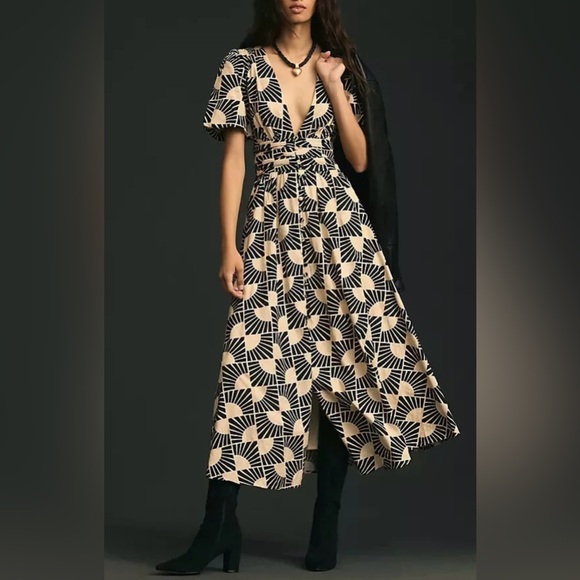 Anthropologie "The Katarina" button front midi  dress Size XL - Picture 1 of 14